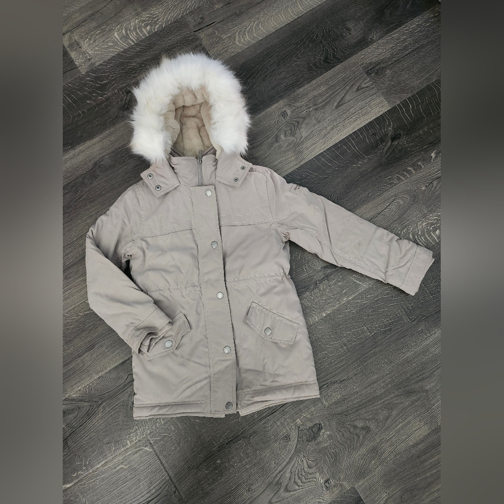 Abercrombie & Fitch Kids Tan Jacket with White Fur Hood